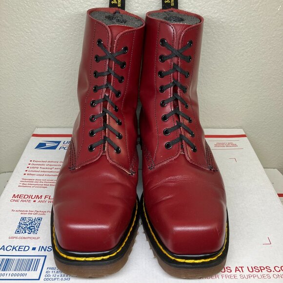 90's Vintage Square Toe Dr. Martens US 9 boots England 1460 cherry red oxblood - Picture 11 of 15